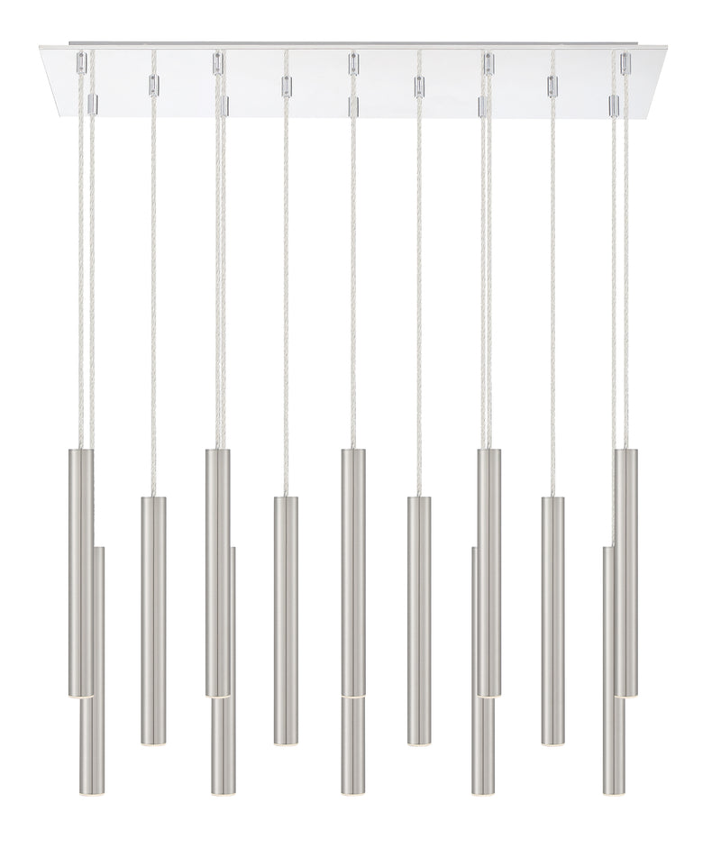 Forest 14 Light 9.75" Pendant, 12" Tall in Brushed Nickel