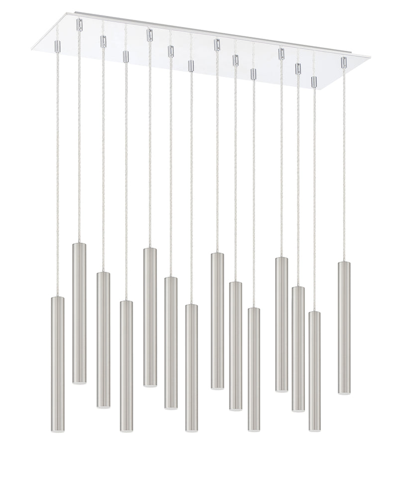 Forest 14 Light 9.75" Pendant, 12" Tall in Brushed Nickel