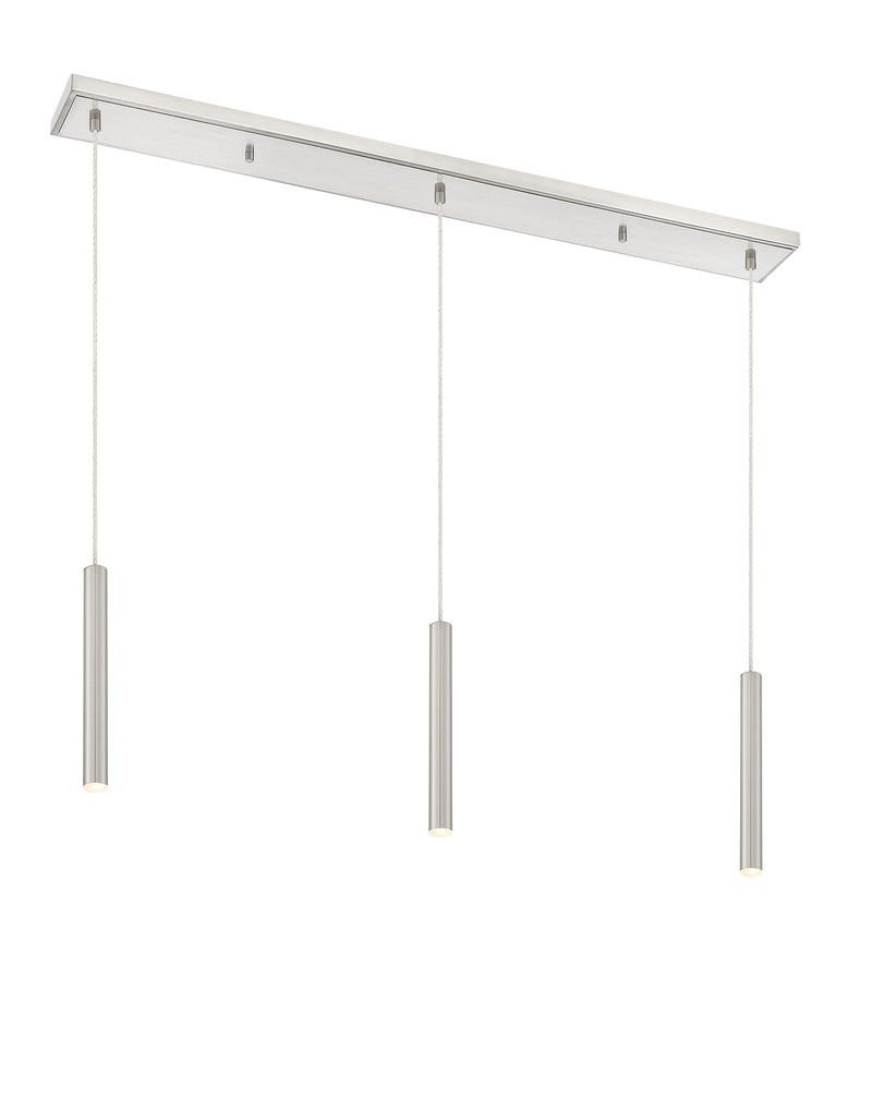 Forest 3 Light 46" Linear Pendant, 12" Tall in Brushed Nickel