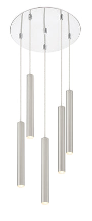 Forest 5 Light 13.5" Pendant, 12" Tall in Brushed Nickel