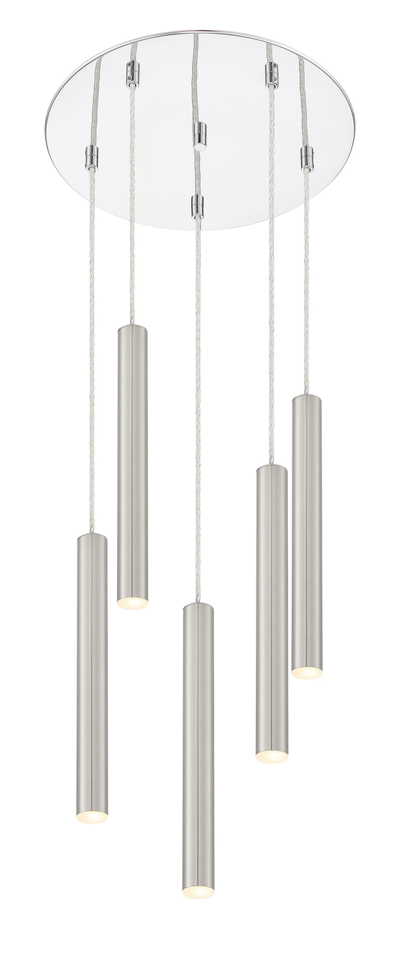 Forest 5 Light 13.5" Pendant, 12" Tall in Brushed Nickel