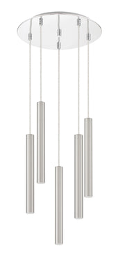 Forest 5 Light 13.5" Pendant, 12" Tall in Brushed Nickel