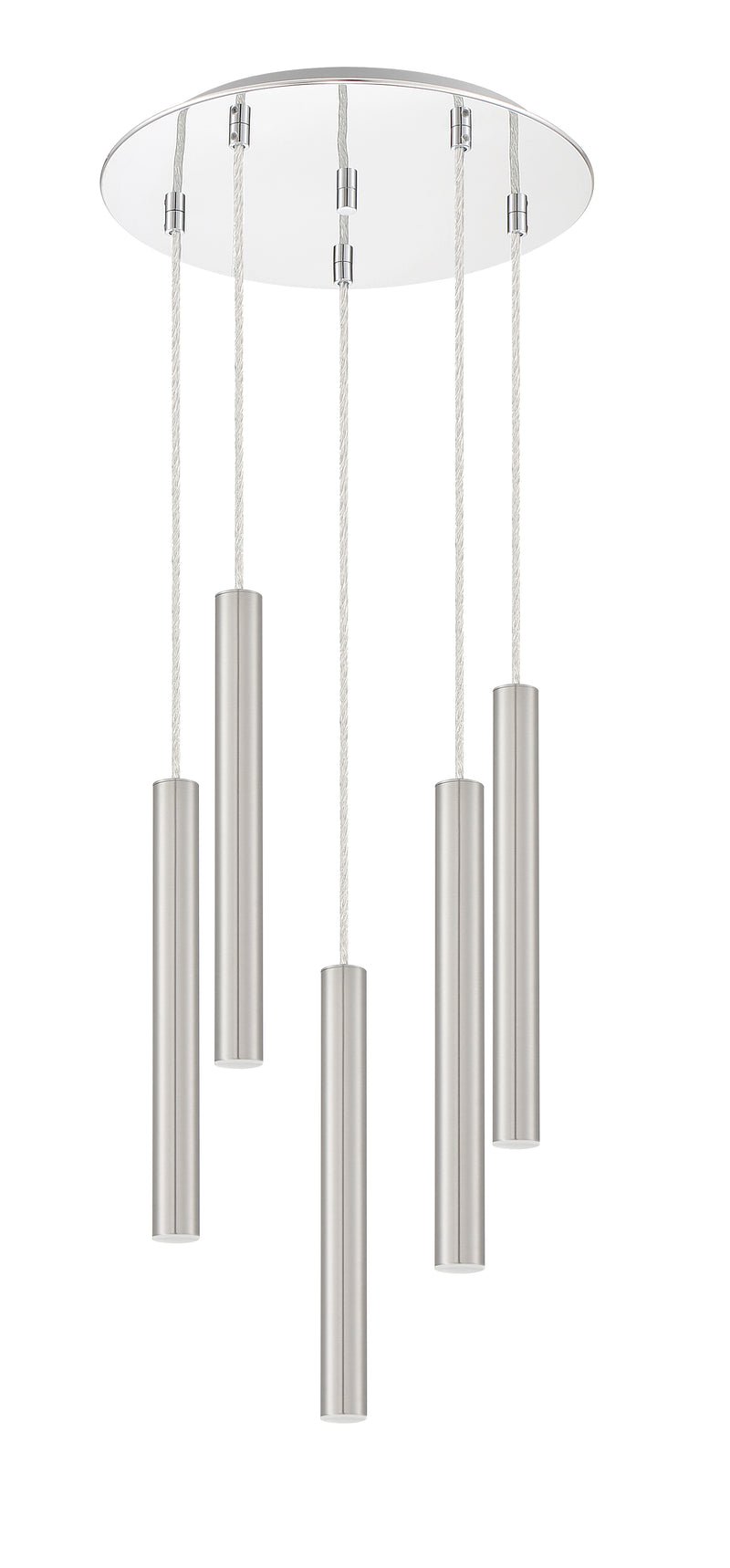 Forest 5 Light 13.5" Pendant, 12" Tall in Brushed Nickel