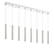 Forest 8 Light 44.25" Linear Pendant, 12" Tall in Brushed Nickel