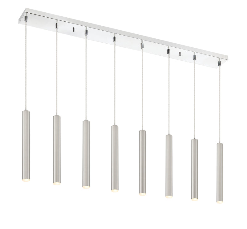 Forest 8 Light 44.25" Linear Pendant, 12" Tall in Brushed Nickel