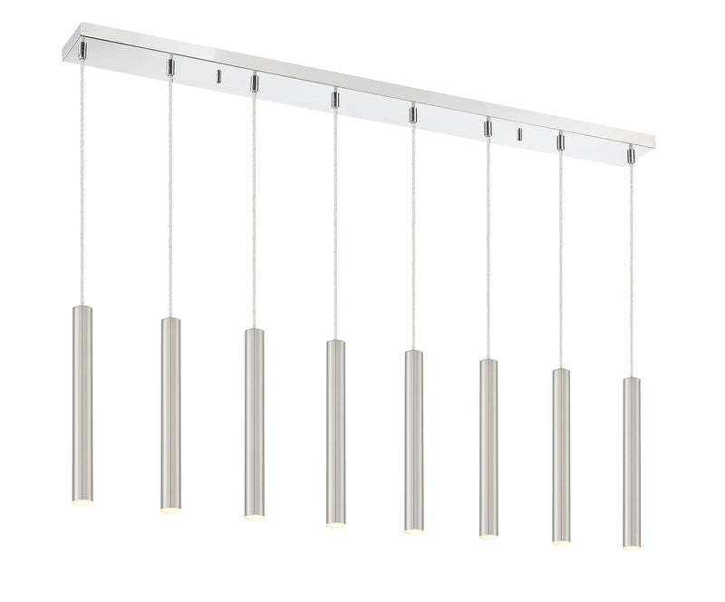 Forest 8 Light 44.25" Linear Pendant, 12" Tall in Brushed Nickel