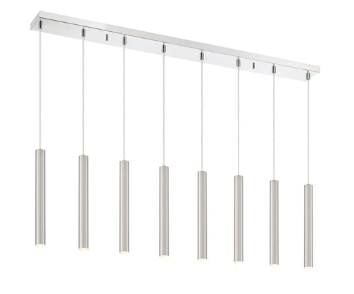 Forest 8 Light 44.25" Linear Pendant, 12" Tall in Brushed Nickel