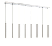 Forest 8 Light 44.25" Linear Pendant, 12" Tall in Brushed Nickel