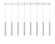 Forest 8 Light 44.25" Linear Pendant, 12" Tall in Brushed Nickel