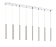 Forest 8 Light 44.25" Linear Pendant, 12" Tall in Brushed Nickel