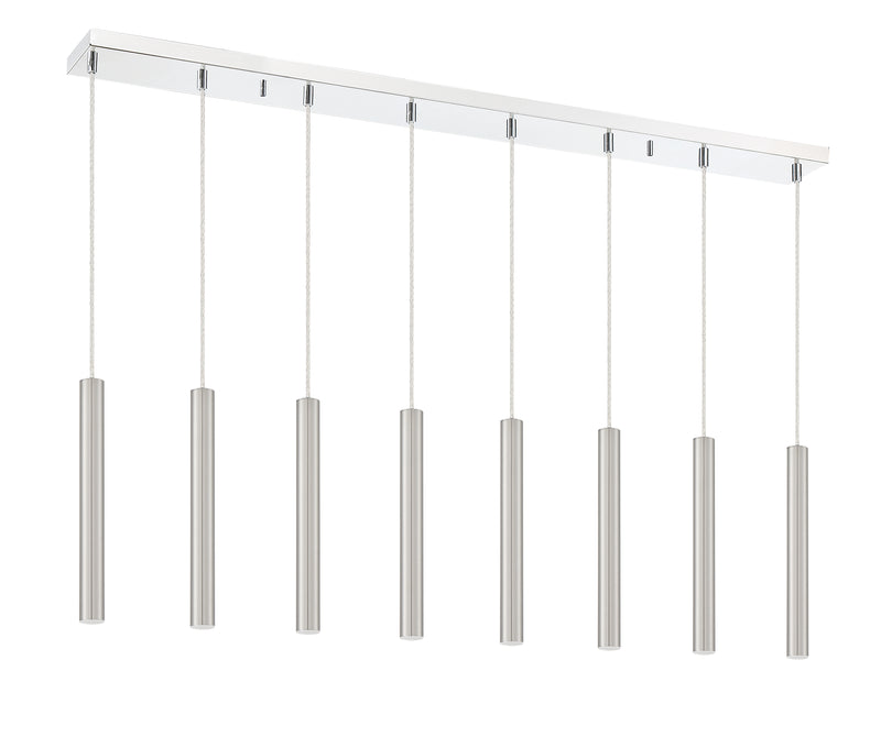 Forest 8 Light 44.25" Linear Pendant, 12" Tall in Brushed Nickel