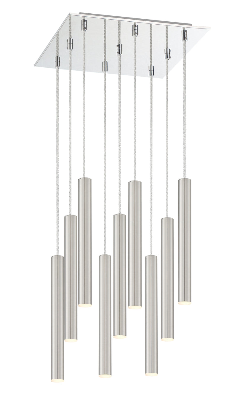 Forest 9 Light 14" Pendant, 12" Tall in Brushed Nickel