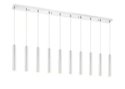 Forest 10 Light 56.5" Linear Pendant, 12" Tall in Chrome