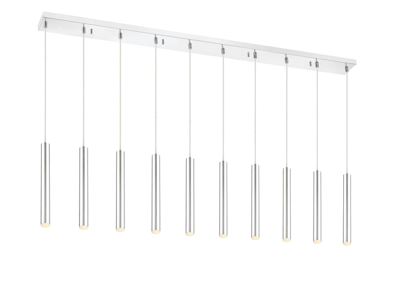 Forest 10 Light 56.5" Linear Pendant, 12" Tall in Chrome