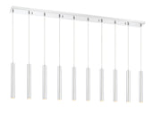 Forest 10 Light 56.5" Linear Pendant, 12" Tall in Chrome