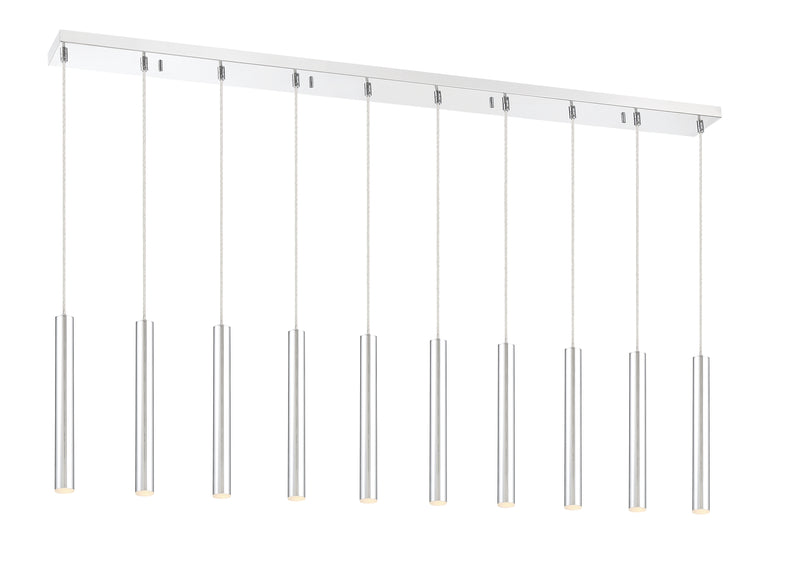 Forest 10 Light 56.5" Linear Pendant, 12" Tall in Chrome