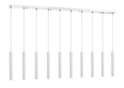 Forest 10 Light 56.5" Linear Pendant, 12" Tall in Chrome