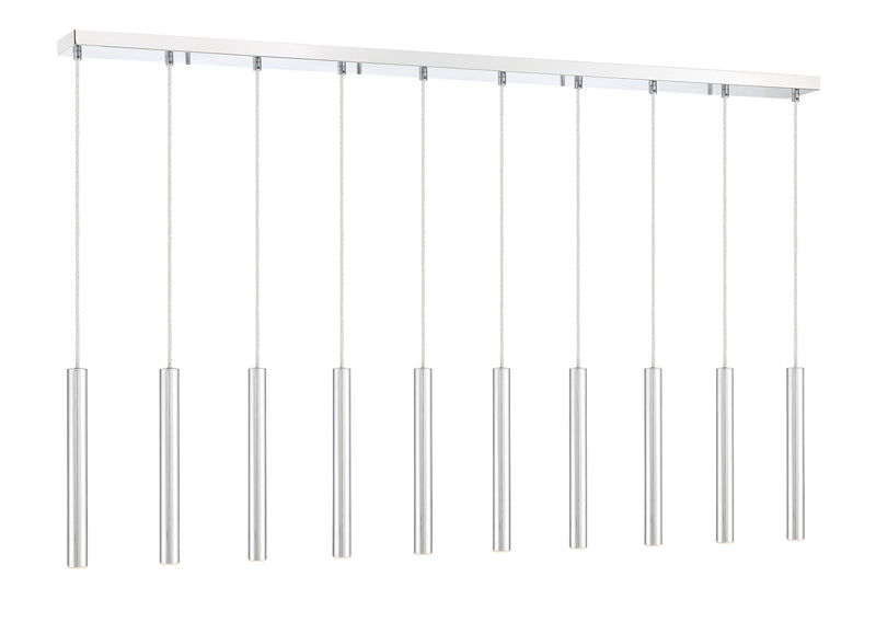 Forest 10 Light 56.5" Linear Pendant, 12" Tall in Chrome