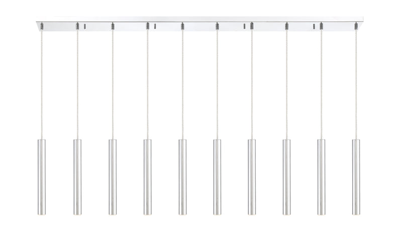 Forest 10 Light 56.5" Linear Pendant, 12" Tall in Chrome
