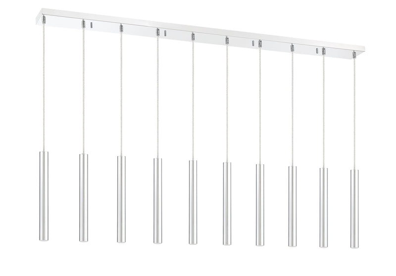 Forest 10 Light 56.5" Linear Pendant, 12" Tall in Chrome