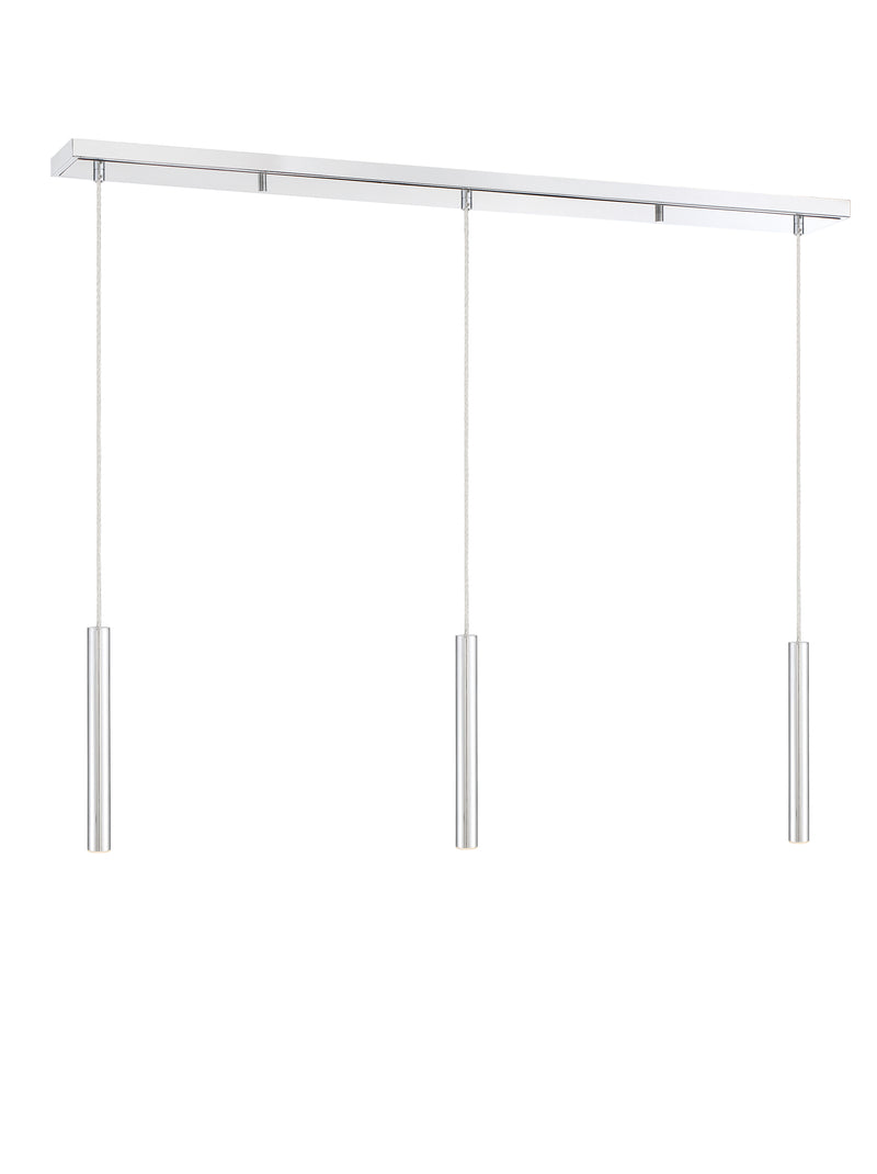 Forest 3 Light 46" Linear Pendant, 12" Tall in Chrome