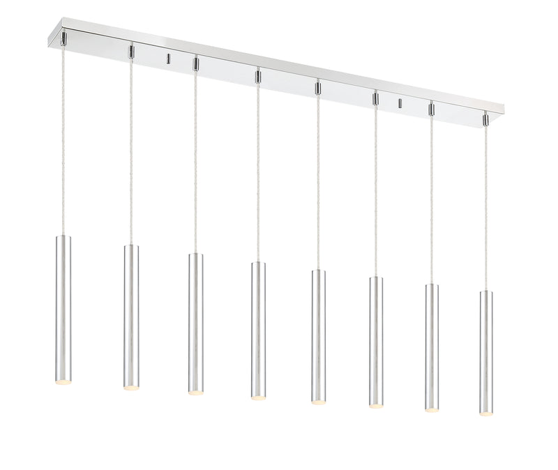 Forest 8 Light 44.25" Linear Pendant, 12" Tall in Chrome