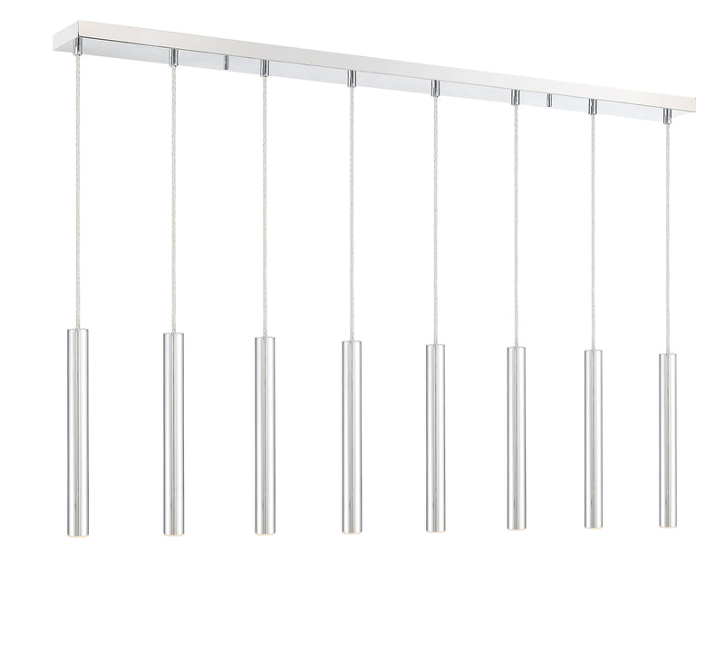 Forest 8 Light 44.25" Linear Pendant, 12" Tall in Chrome