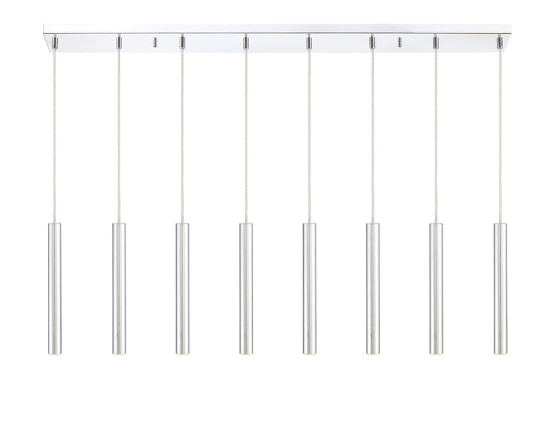 Forest 8 Light 44.25" Linear Pendant, 12" Tall in Chrome