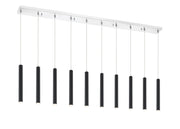 Forest 10 Light 56.5" Linear Pendant, 12" Tall in Matte Black