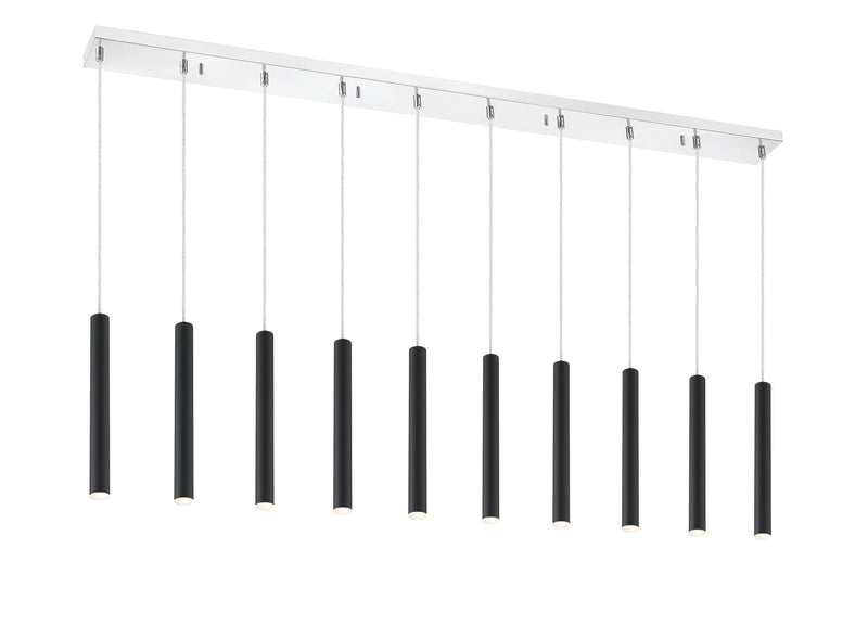 Forest 10 Light 56.5" Linear Pendant, 12" Tall in Matte Black