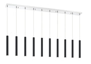 Forest 10 Light 56.5" Linear Pendant, 12" Tall in Matte Black