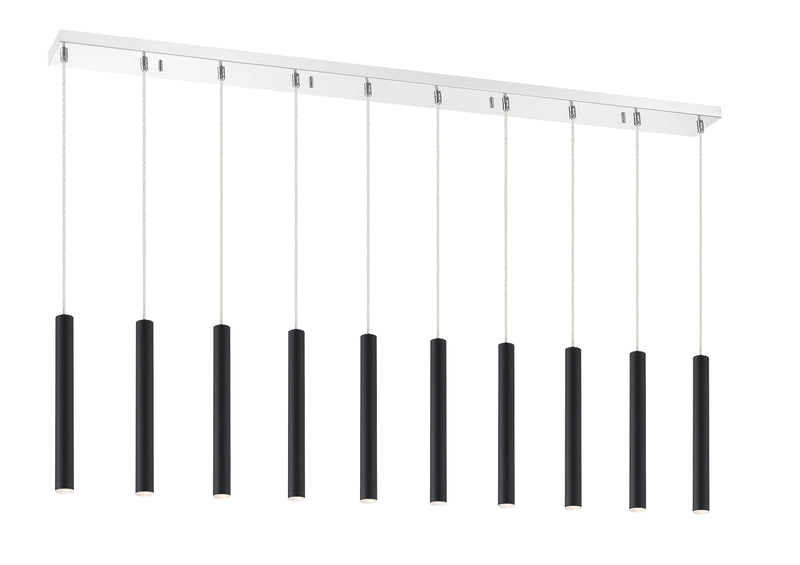 Forest 10 Light 56.5" Linear Pendant, 12" Tall in Matte Black