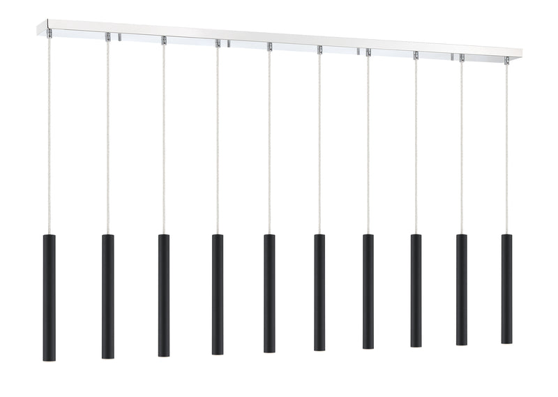 Forest 10 Light 56.5" Linear Pendant, 12" Tall in Matte Black