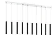 Forest 10 Light 56.5" Linear Pendant, 12" Tall in Matte Black