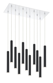 Forest 11 Light 9.75" Pendant, 12" Tall in Matte Black