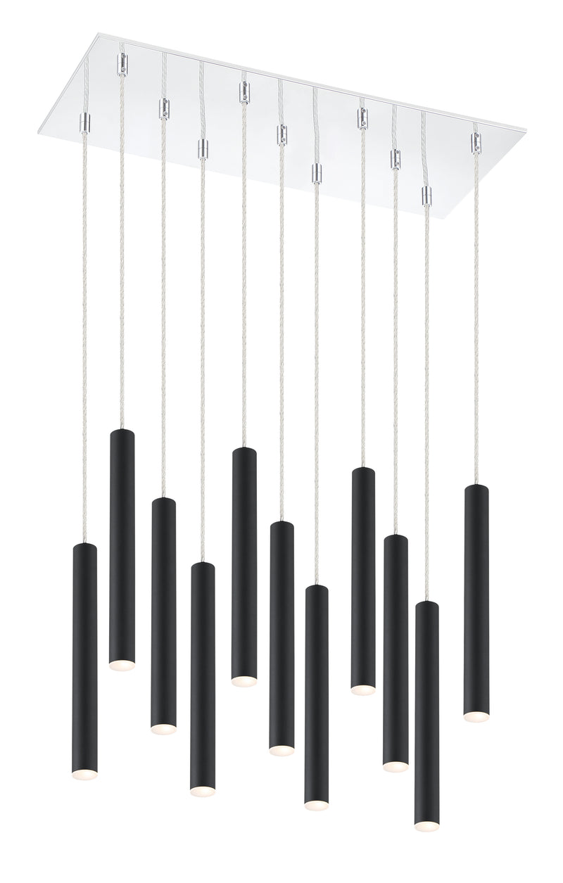 Forest 11 Light 9.75" Pendant, 12" Tall in Matte Black