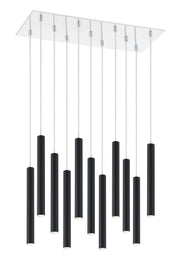 Forest 11 Light 9.75" Pendant, 12" Tall in Matte Black