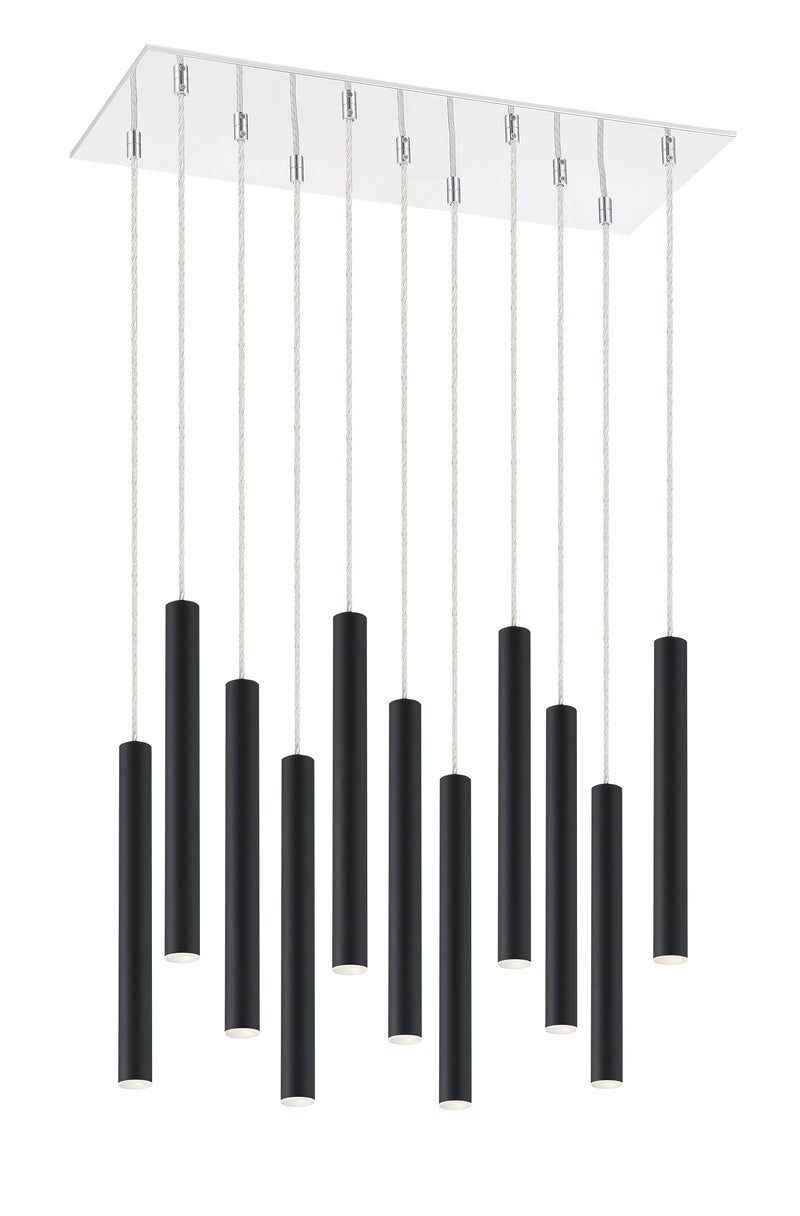 Forest 11 Light 9.75" Pendant, 12" Tall in Matte Black