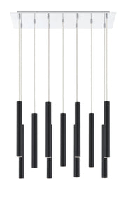 Forest 11 Light 9.75" Pendant, 12" Tall in Matte Black