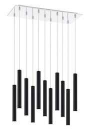 Forest 11 Light 9.75" Pendant, 12" Tall in Matte Black