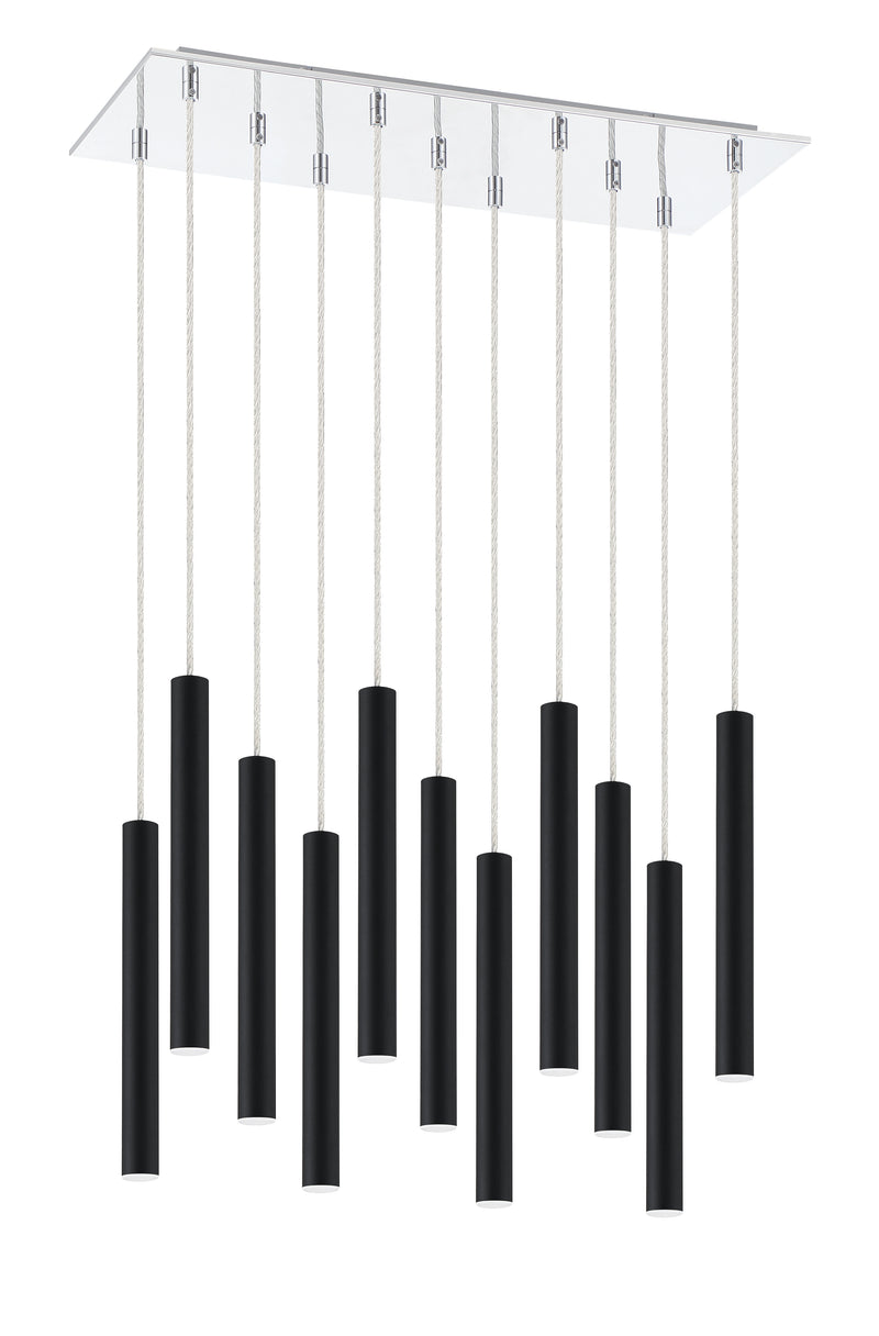 Forest 11 Light 9.75" Pendant, 12" Tall in Matte Black