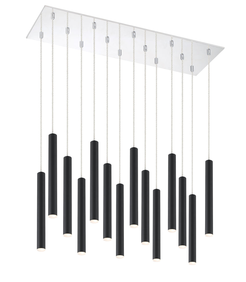 Forest 14 Light 9.75" Pendant, 12" Tall in Matte Black