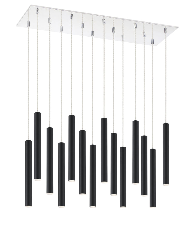 Forest 14 Light 9.75" Pendant, 12" Tall in Matte Black