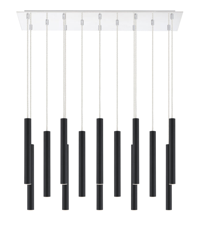 Forest 14 Light 9.75" Pendant, 12" Tall in Matte Black