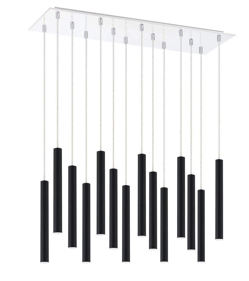 Forest 14 Light 9.75" Pendant, 12" Tall in Matte Black