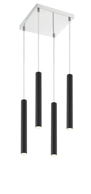 Forest 4 Light 9.5" Pendant, 12" Tall in Matte Black