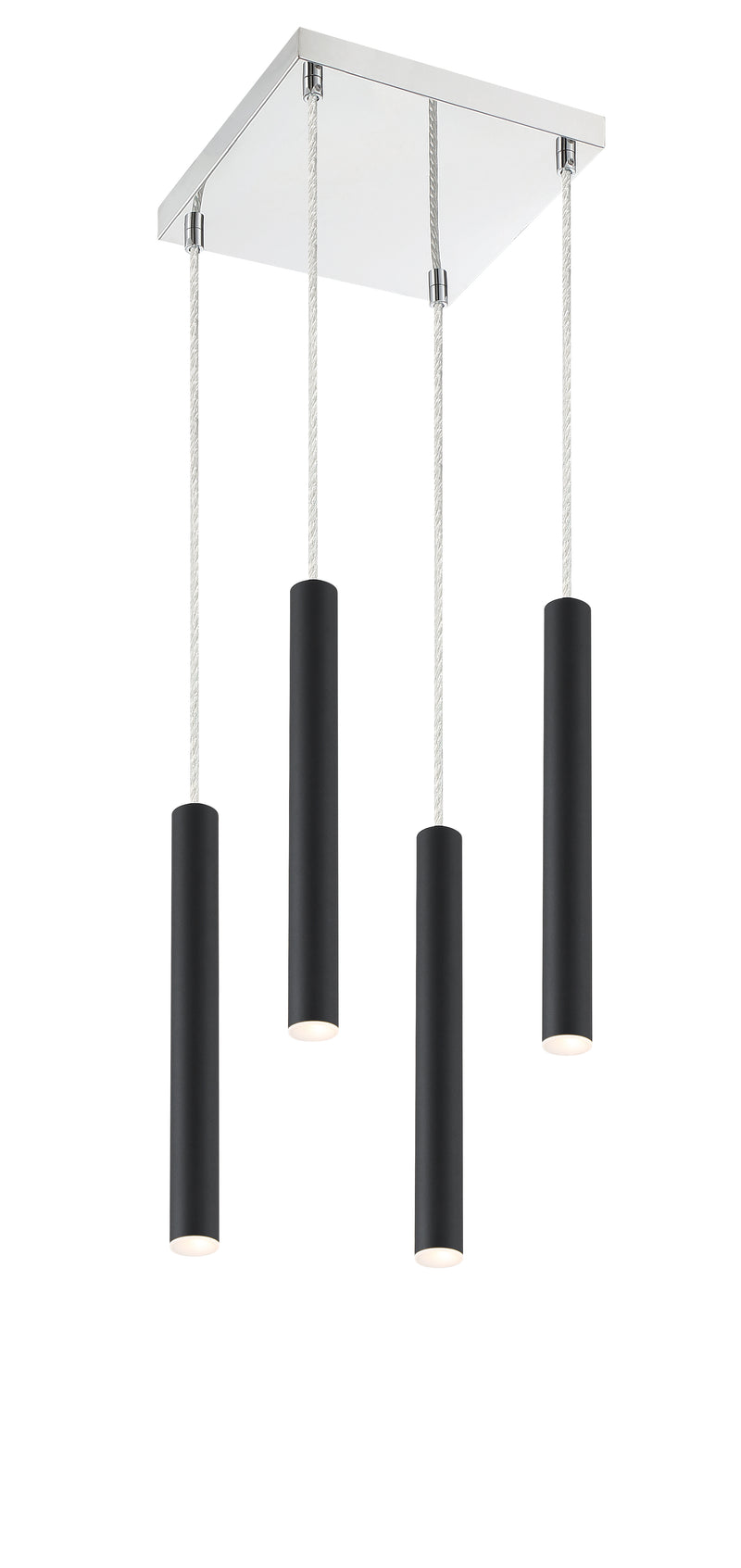 Forest 4 Light 9.5" Pendant, 12" Tall in Matte Black