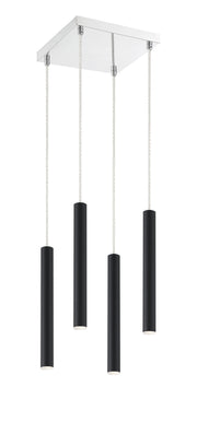 Forest 4 Light 9.5" Pendant, 12" Tall in Matte Black