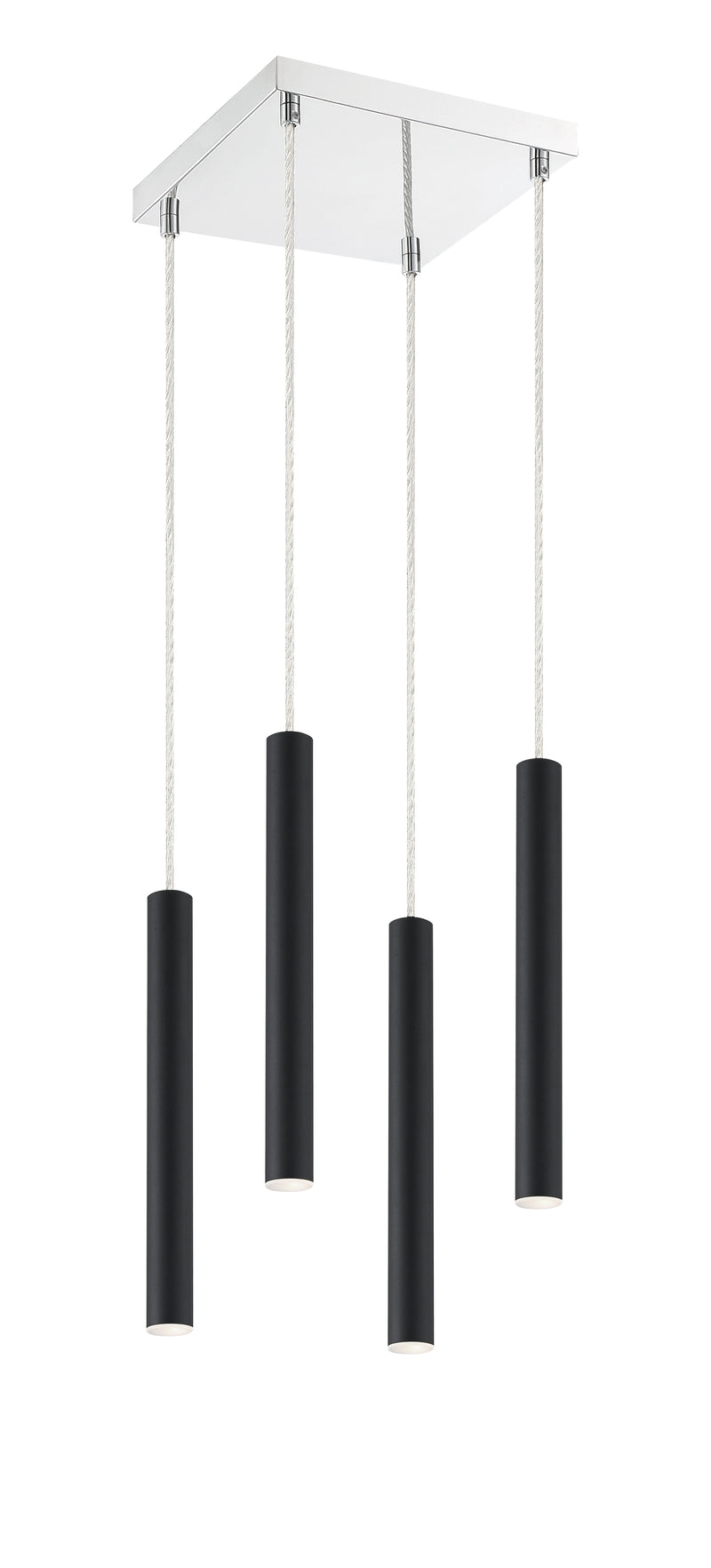 Forest 4 Light 9.5" Pendant, 12" Tall in Matte Black