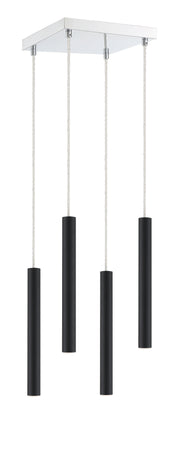 Forest 4 Light 9.5" Pendant, 12" Tall in Matte Black